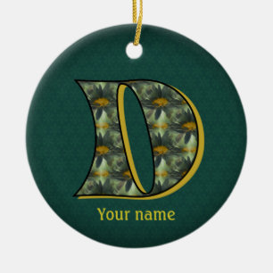 Monogramm Anfangsbuchstabe D Gänseblümchen Blumen  Keramik Ornament