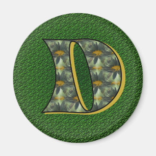 Monogramm Anfangsbuchstabe D Gänseblümchen Blumen Magnet