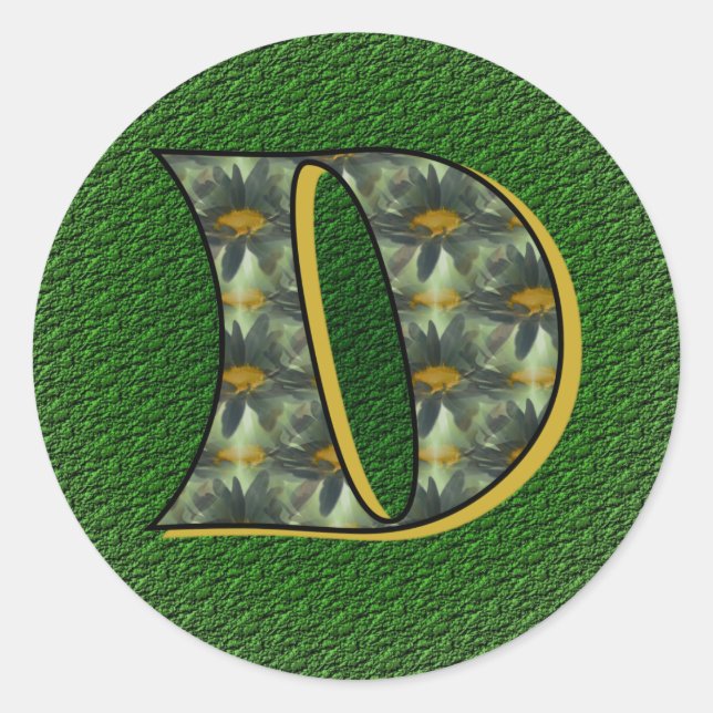 Monogramm Anfangsbuchstabe D Gänseblümchen Blumen  Runder Aufkleber (Vorderseite)