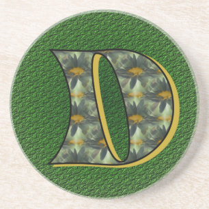 Monogramm Anfangsbuchstabe D Gänseblümchen Blumen  Sandstein Untersetzer