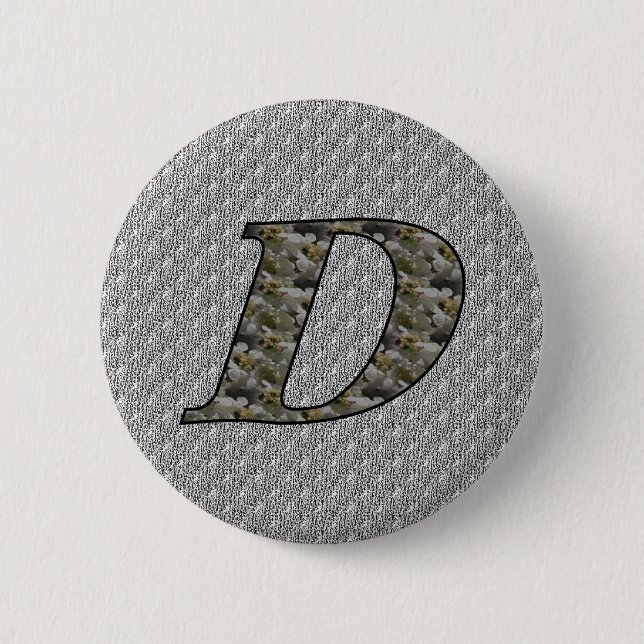 Monogramm Anfangsbuchstabe D Hortensienblüten Button (Vorderseite)
