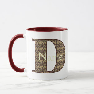 Monogramm Anfangsbuchstabe D Vintage-Blumen Person Tasse