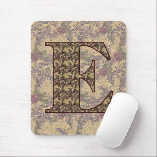 Monogramm Anfangsbuchstabe E Elegant Vintage Blume Mousepad