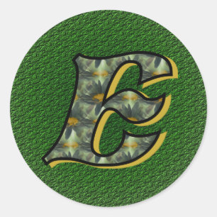 Monogramm Anfangsbuchstabe E Gänseblümchen Florale Runder Aufkleber