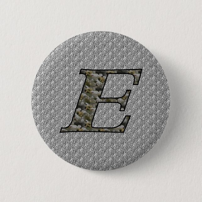 Monogramm Anfangsbuchstabe E Hortensienblüten Button (Vorderseite)