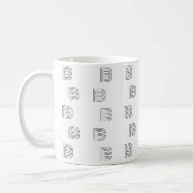 Monogramm Anfangsbuchstabe einfaches Muster modern Kaffeetasse (Links)