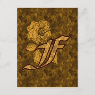 Monogramm Anfangsbuchstabe F Elegante Gold-Pfingst Postkarte