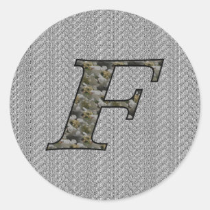 Monogramm Anfangsbuchstabe F Hortensien Blumen Runder Aufkleber