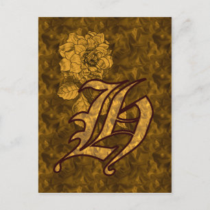 Monogramm Anfangsbuchstabe H Elegante Gold-Pfingst Postkarte