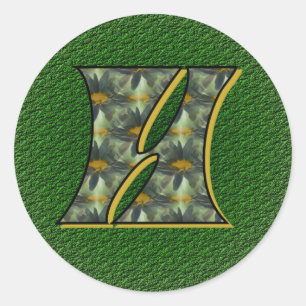 Monogramm Anfangsbuchstabe H Gänseblümchen Blumen  Runder Aufkleber