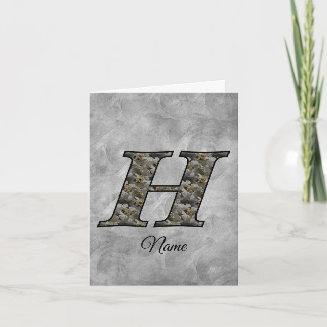 Monogramm Anfangsbuchstabe H Hortensien Blumen Per (Vorderseite)