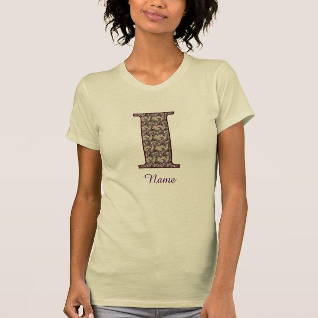 Monogramm Anfangsbuchstabe I Vintage-Blumenmuster  T-Shirt (Vorderseite)