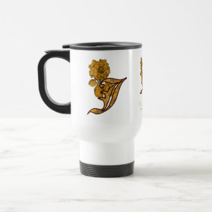 Monogramm Anfangsbuchstabe J Elegantes Gold Pfings Reisebecher