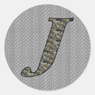 Monogramm Anfangsbuchstabe J Hortensienblüten Runder Aufkleber