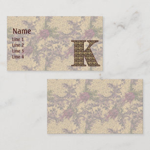 Monogramm Anfangsbuchstabe K Elegant Vintage Blume Visitenkarte