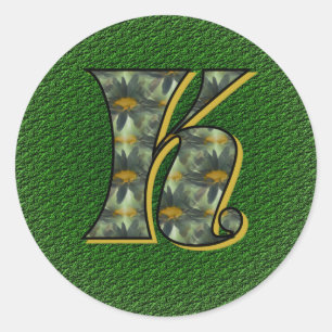 Monogramm Anfangsbuchstabe K Gänseblümchen Blumen Runder Aufkleber
