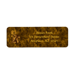 Monogramm Anfangsbuchstabe K Gold-Pfingstrose Rück