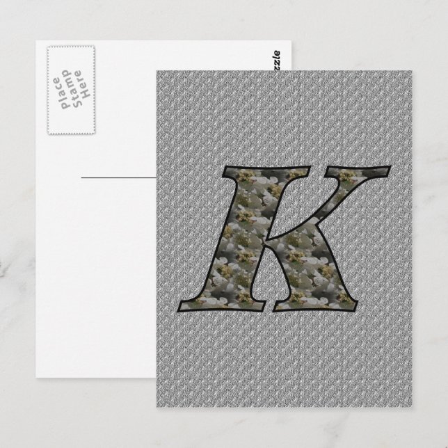 Monogramm Anfangsbuchstabe K Hortensienblüten Postkarte (Vorne/Hinten)