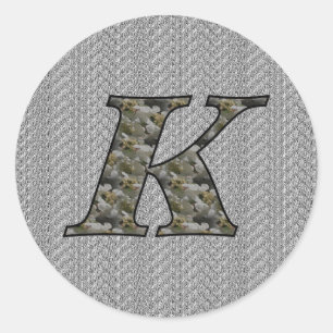 Monogramm Anfangsbuchstabe K Hortensienblüten Runder Aufkleber