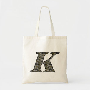 Monogramm Anfangsbuchstabe K Hortensienblüten Tragetasche