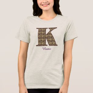 Monogramm Anfangsbuchstabe K Vintage Blumen Person Tri-Blend Shirt
