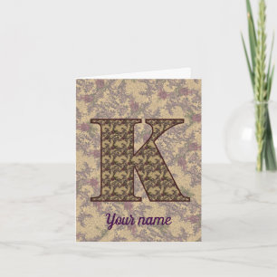 Monogramm Anfangsbuchstabe K Vintage-Blumenmuster