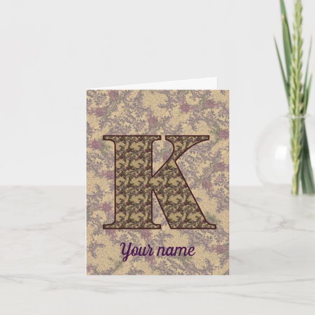 Monogramm Anfangsbuchstabe K Vintage-Blumenmuster  (Vorderseite)