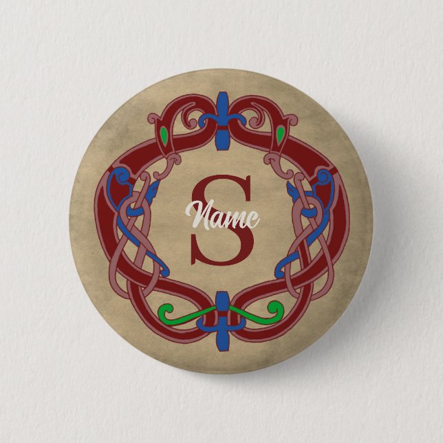 Monogramm Anfangsbuchstabe keltisches Design perso Button (Vorderseite)