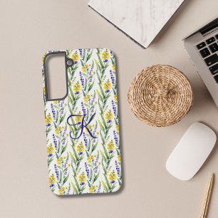 Monogramm Anfangsbuchstabe Lila Gelbe Wildblume Ge Samsung Galaxy Hülle