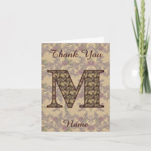 Monogramm Anfangsbuchstabe M Elegant Vintage Blume Dankeskarte