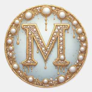 Monogramm Anfangsbuchstabe M Geschenk für Freundin Runder Aufkleber