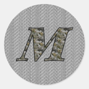 Monogramm Anfangsbuchstabe M Hortensienblüten Runder Aufkleber
