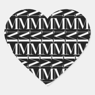 Monogramm-Anfangsbuchstabe M, wählen Herz-Aufkleber