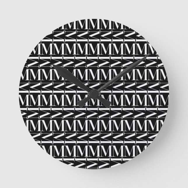 Monogramm-Anfangsbuchstabe M, wählen Runde Wanduhr (Vorderseite)