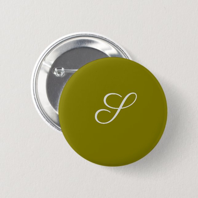 Monogramm Anfangsbuchstabe minimalistisches Salbei Button (Vorne & Hinten)