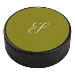 Monogramm Anfangsbuchstabe minimalistisches Salbei Eishockey Puck