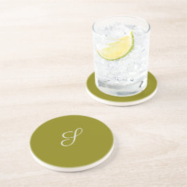 Monogramm Anfangsbuchstabe minimalistisches Salbei Getränkeuntersetzer