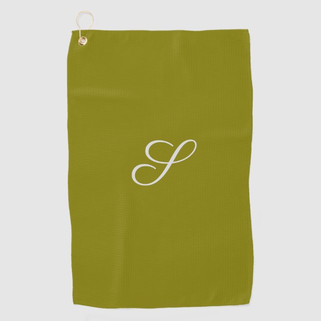 Monogramm Anfangsbuchstabe minimalistisches Salbei Golfhandtuch (Vorderseite)