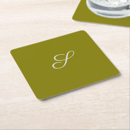 Monogramm Anfangsbuchstabe minimalistisches Salbei Rechteckiger Pappuntersetzer