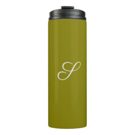 Monogramm Anfangsbuchstabe minimalistisches Salbei Thermosbecher