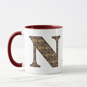 Monogramm Anfangsbuchstabe N Vintage-Blumenmuster Tasse
