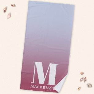 Monogramm Anfangsbuchstabe Name Farbverlauf Pink B Strandtuch