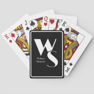 Monogramm Anfangsbuchstabe Name Schwarz-Weiß Spiel Spielkarten