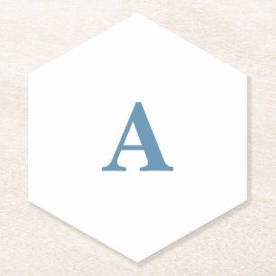 Monogramm Anfangsbuchstabe Name Staubblau Weiß Ein Untersetzer