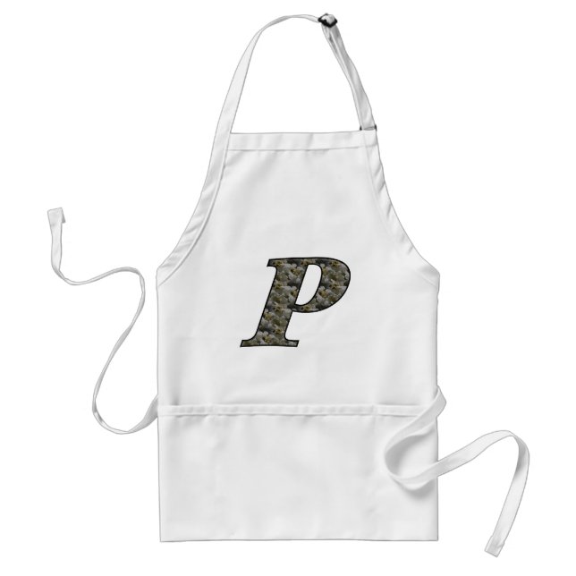 Monogramm Anfangsbuchstabe P Hortensienblüten Schürze (Vorne)