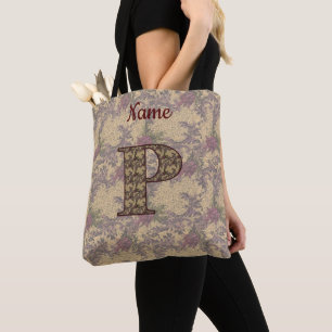 Monogramm Anfangsbuchstabe P Vintage Blumen Person Tasche