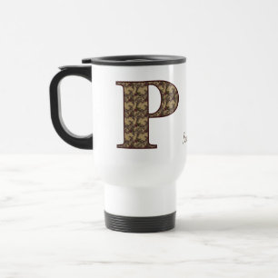 Monogramm Anfangsbuchstabe P Vintage-Blumenmuster Reisebecher