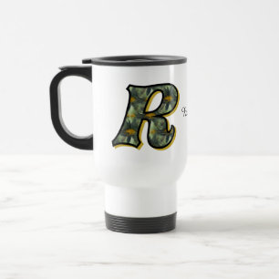 Monogramm Anfangsbuchstabe R Gänseblümchen Florale Reisebecher