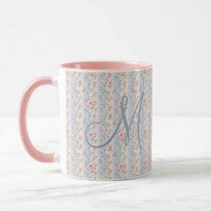 Monogramm Anfangsbuchstabe Rosa Blau Gestreifte Bl Tasse