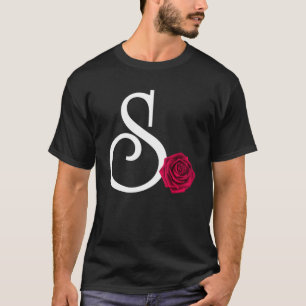 Monogramm Anfangsbuchstabe S mit Rote Rose auf Sch T-Shirt